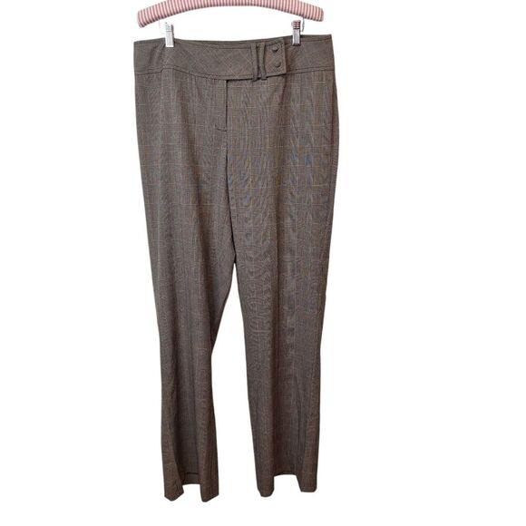 Worthington Womens Dress Casual Pants Straight Leg Tan Brown Pink Plaid Size 14T - Picture 1 of 8